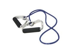 Rzemień rehabilitacyjny tubing Thera-Band z uchwytem gąbkowym 1,4 m (opór extra mocny - niebieski)