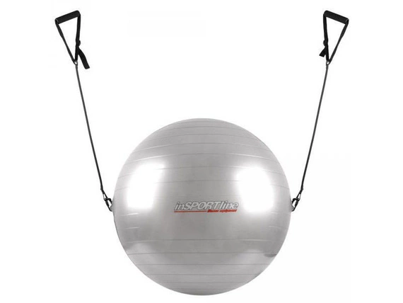 Piłka gimnastyczna z uchwytami 75cm - srebrna