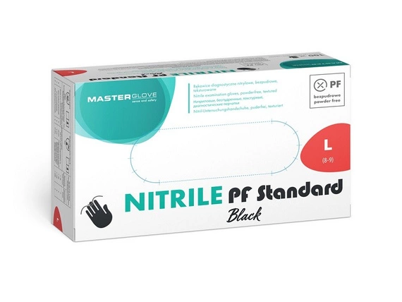 Rękawice nitrylowe Master Glove Nitrile PF Standard Black 100 szt. 