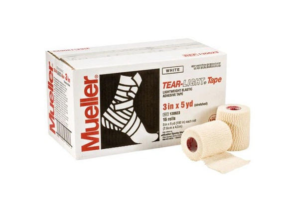 Bandaż elastyczny Mueller Tear Light Tape 7,5cm x 6,9m biały (1 karton = 16 rolek)