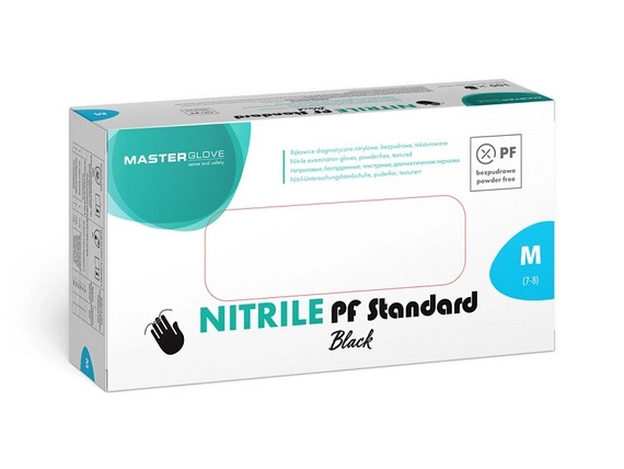 Rękawice nitrylowe Master Glove Nitrile PF Standard Black 100 szt. 